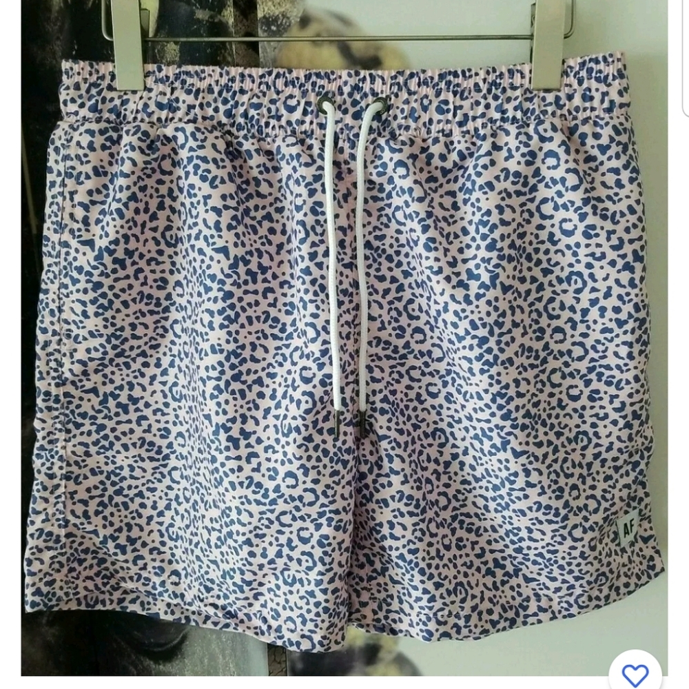 ALLFENIX Elastic Waist Pink Blue Animal Print LEOPARD DAYS Swim‎ Shorts sz L NWT